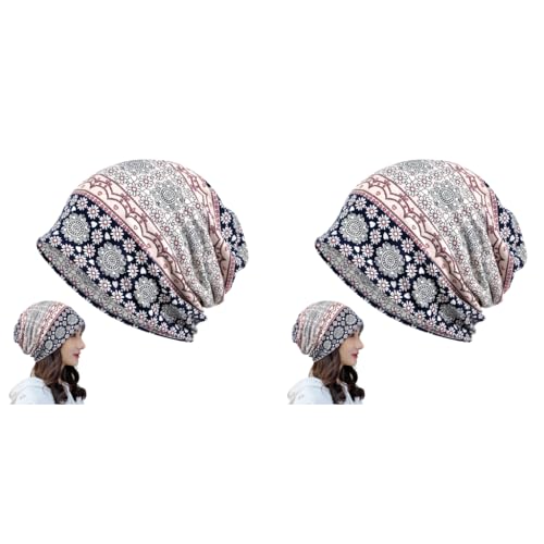 PALAY® Hijab Caps for Women, Slouchy Beanie Cap, Floral Print Head Scarf, Chemo Caps, Fashion Stretch Soft Hip-Hop Skull Dwarf Hats for Teen Girls X 2 Black PALAY® Hijab Caps for Women, Slouchy Beanie Cap, Floral Print Head Scarf, Chemo Caps, Fashion Stretch Soft Hip-Hop Skull Dwarf Hats for Teen Girls X 2 Black